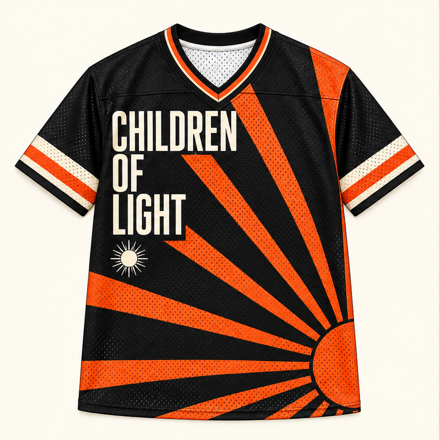 Children of Light — Sunburst Jersey — front — digital product visualization