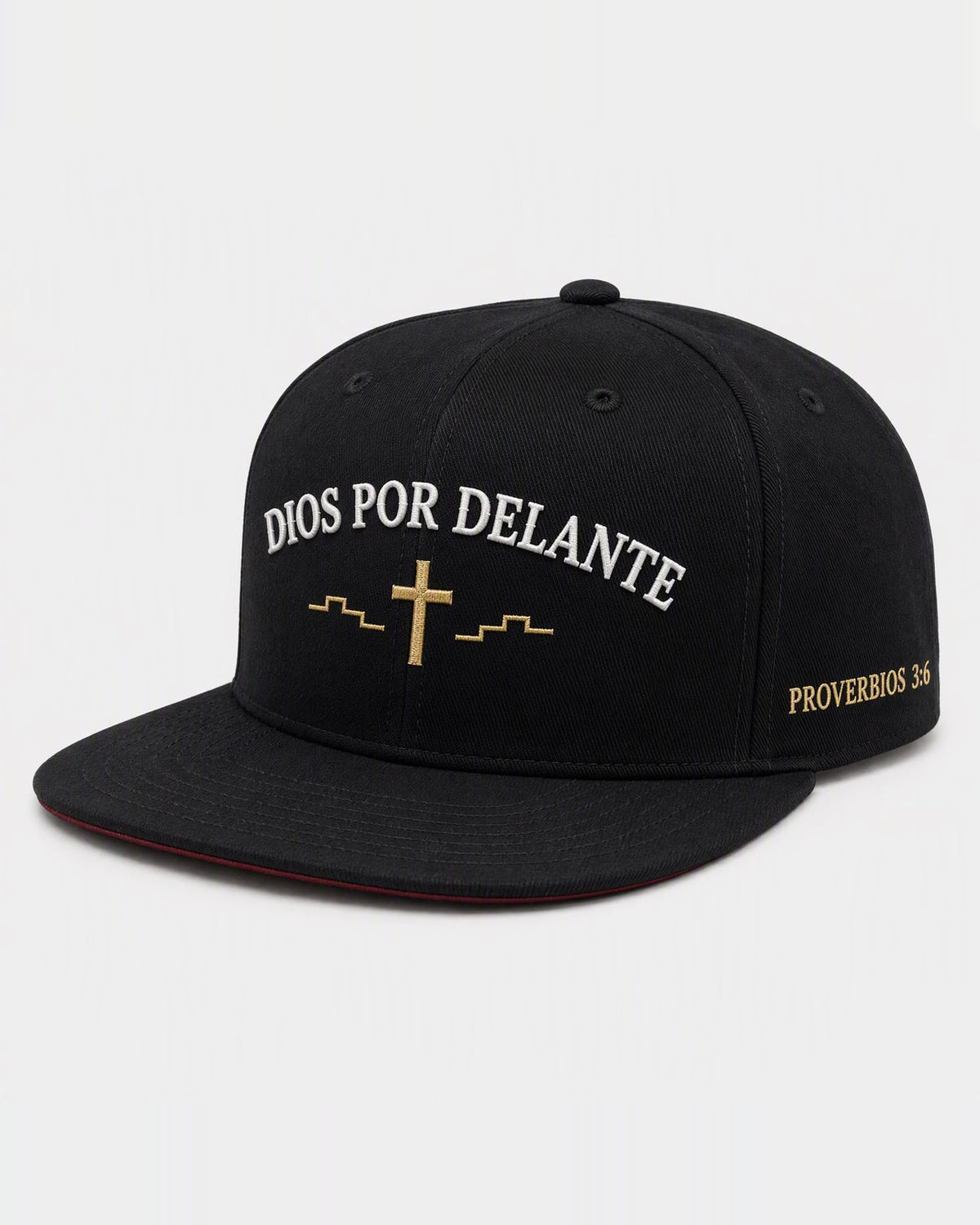 Gorra Dios por Delante — Plana (flat brim snapback)