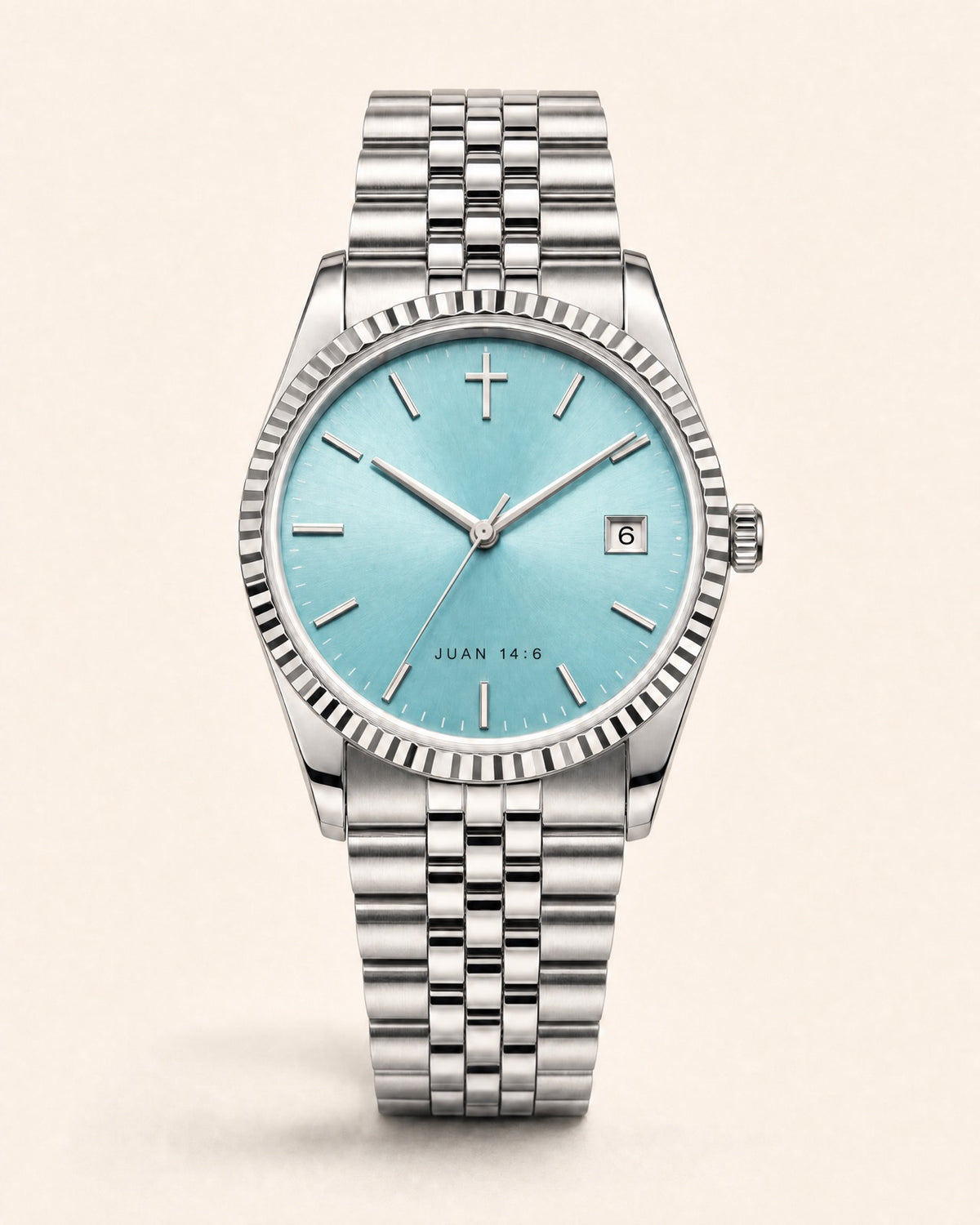 Camino watch, turquoise robin-egg blue sunray dial
