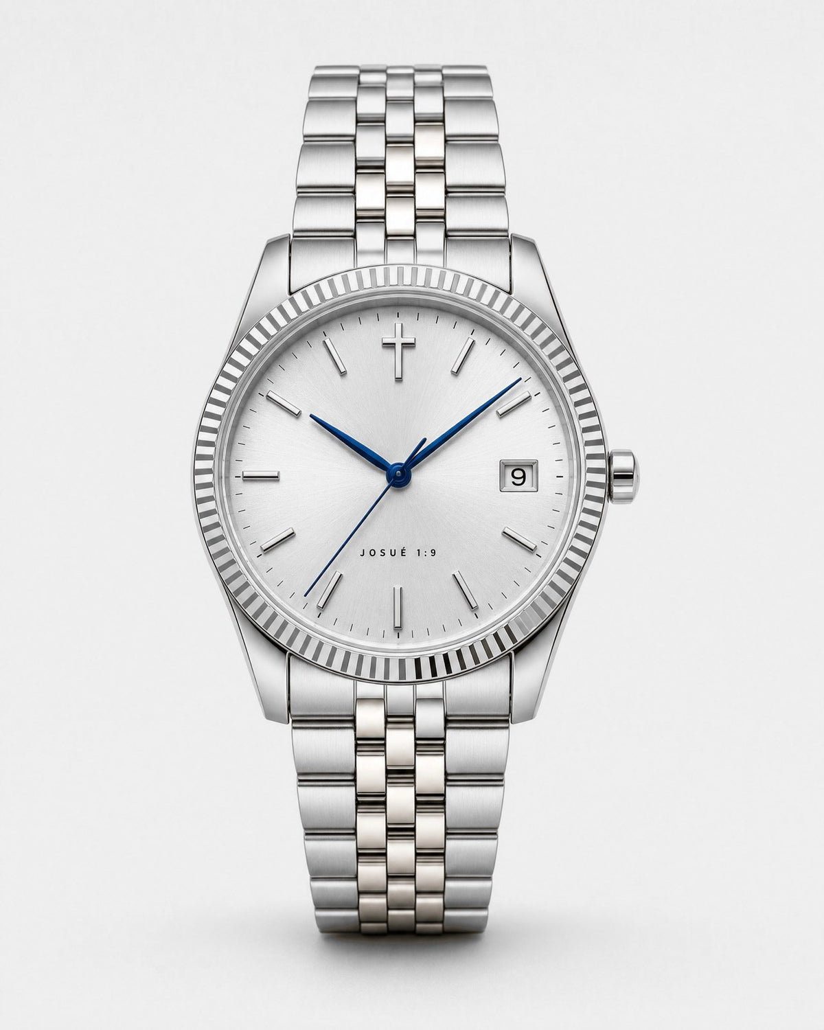 Esfuérzate watch, silver-white sunray dial with blued steel hands