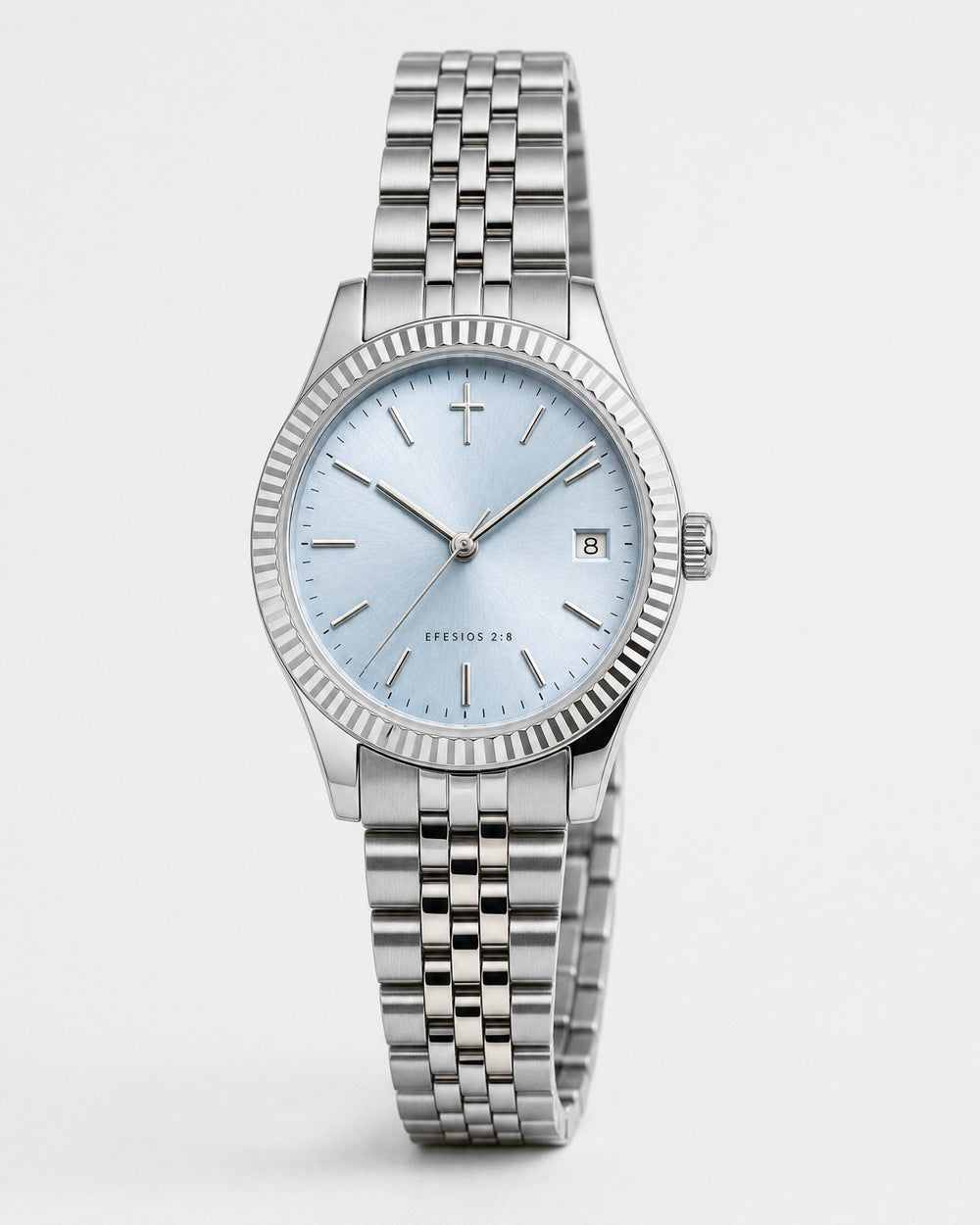 Gracia watch, pale ice blue sunray dial