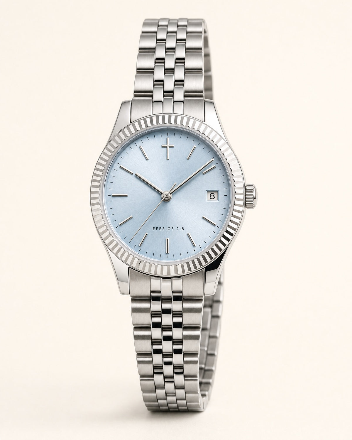 Gracia watch, pale ice blue sunray dial