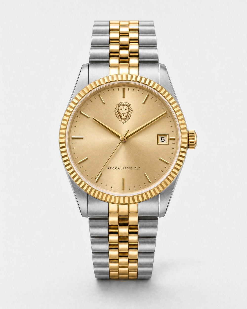 León de Judá watch, champagne gold sunray dial