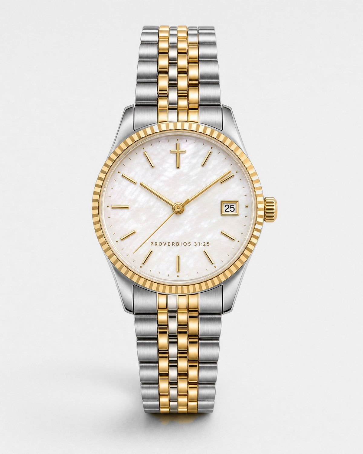 Virtuosa watch, pearl-white sunray dial with gold indices